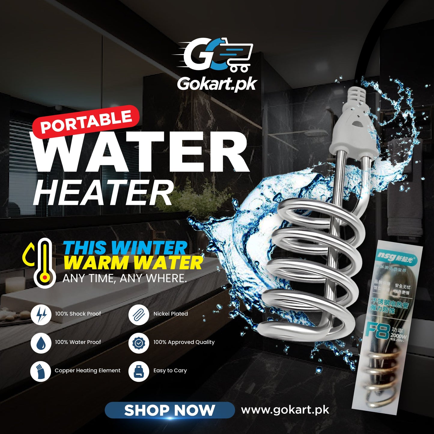 Non Current F8 Electric Water Heating Rod