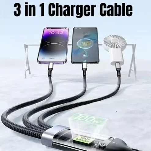 100W 3-in-1 Charging Cable