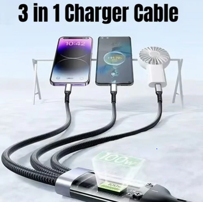 100W 3-in-1 Charging Cable