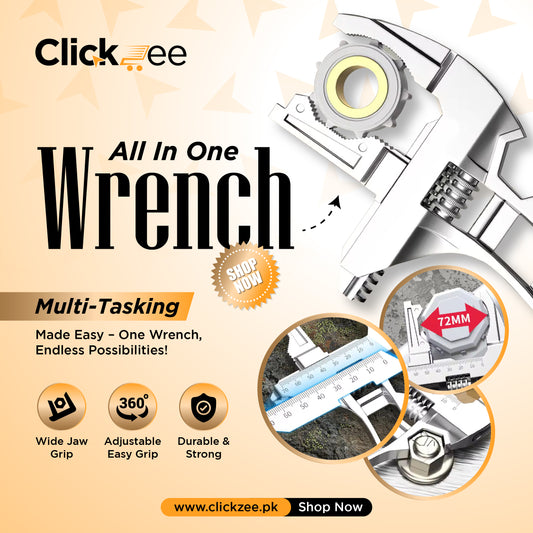 "Multi-Function Heavy Duty Adjustable Wrench – Wide Jaw
