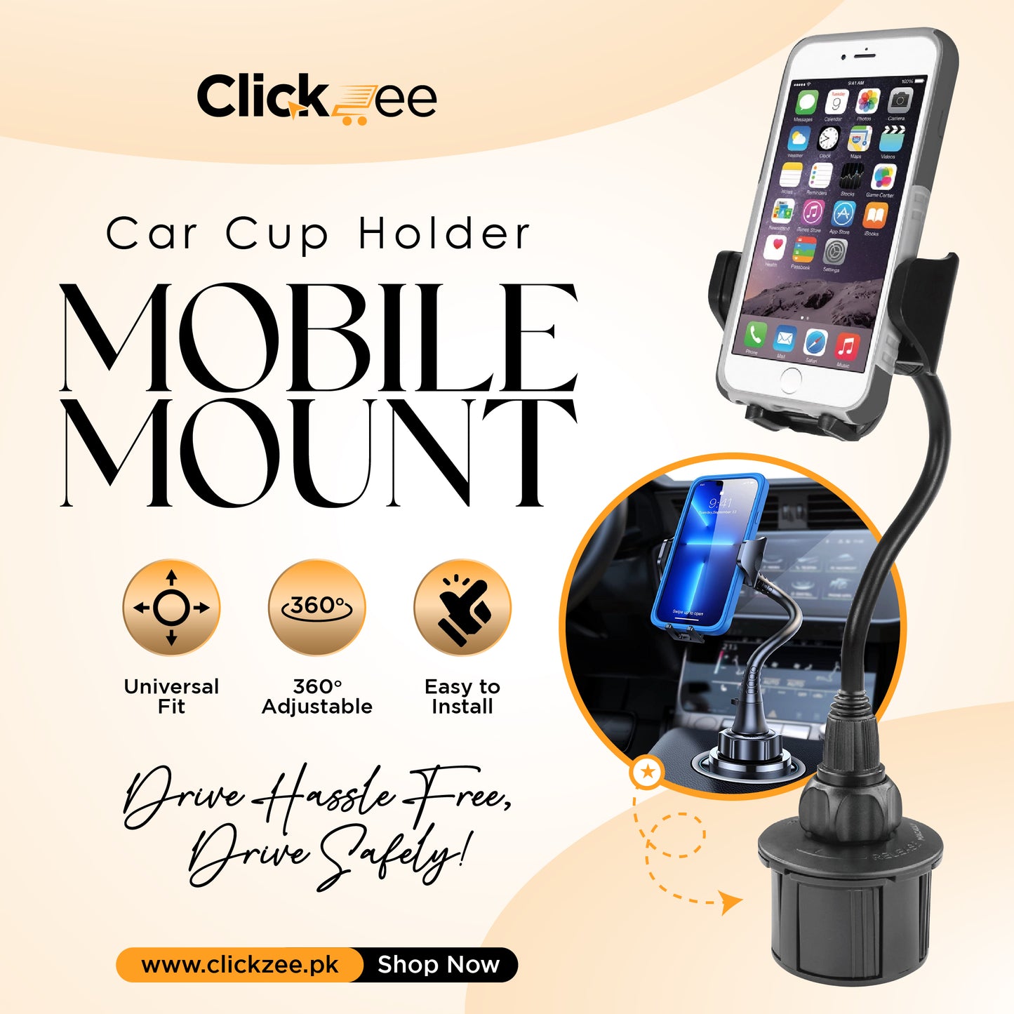 Universal Car Cup Holder Phone Mount