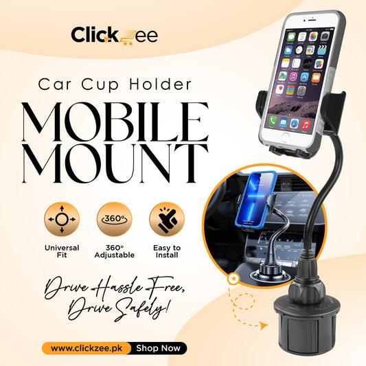 Universal Car Cup Phone Holder Mount – 360° Adjustable