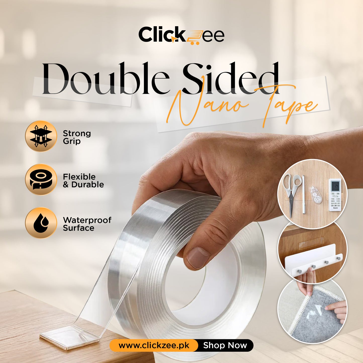 Reusable Nano Double Sided Transparent Tape